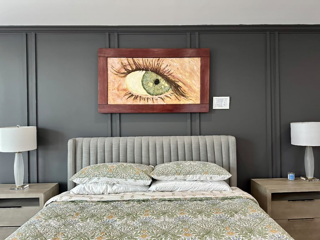 Determined Eye of Angelica hanging in a room