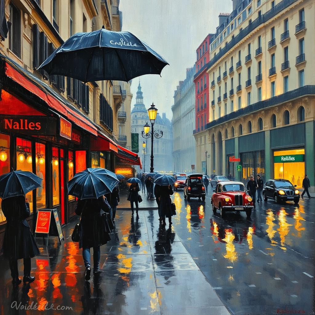Boulevard Montmartre in the Rain