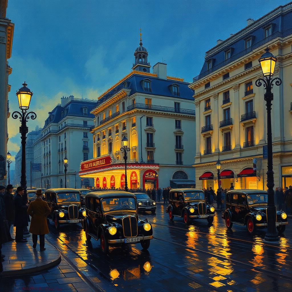 Théâtre du Vaudeville at Dusk